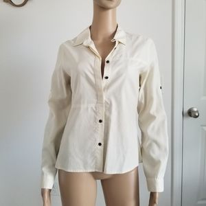 Beige Cotton Blend Botton Down Blouse